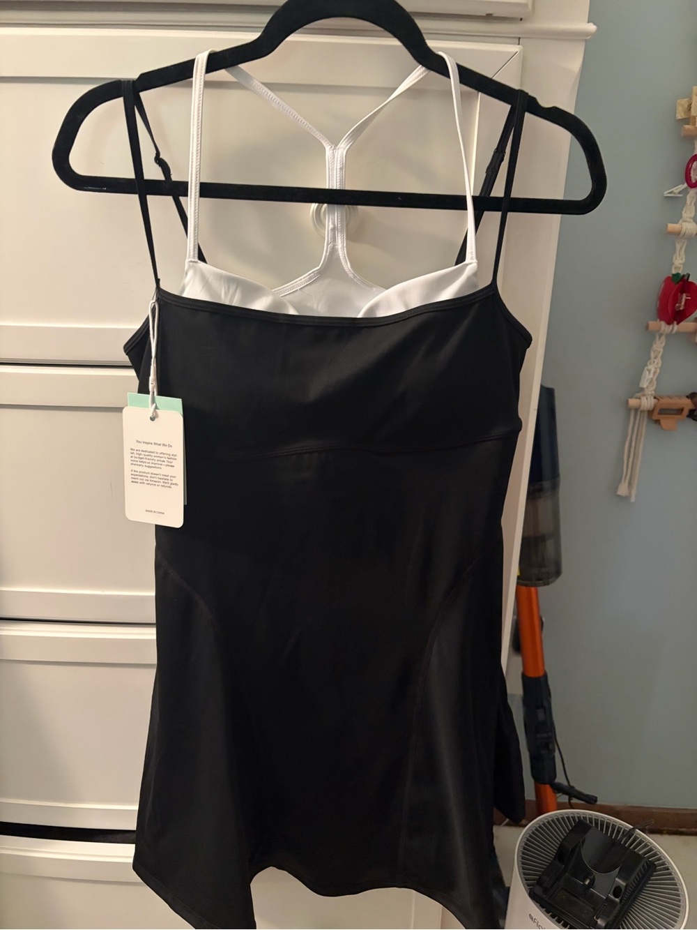 Black & White Womens Tennis Dress with built in shorts